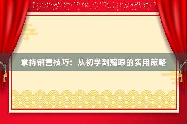 掌持销售技巧：从初学到耀眼的实用策略